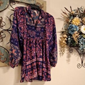 RAGA Vibrant Purple/Pink Long Sleeve Dress. Excellent Condition NWOT Size Small